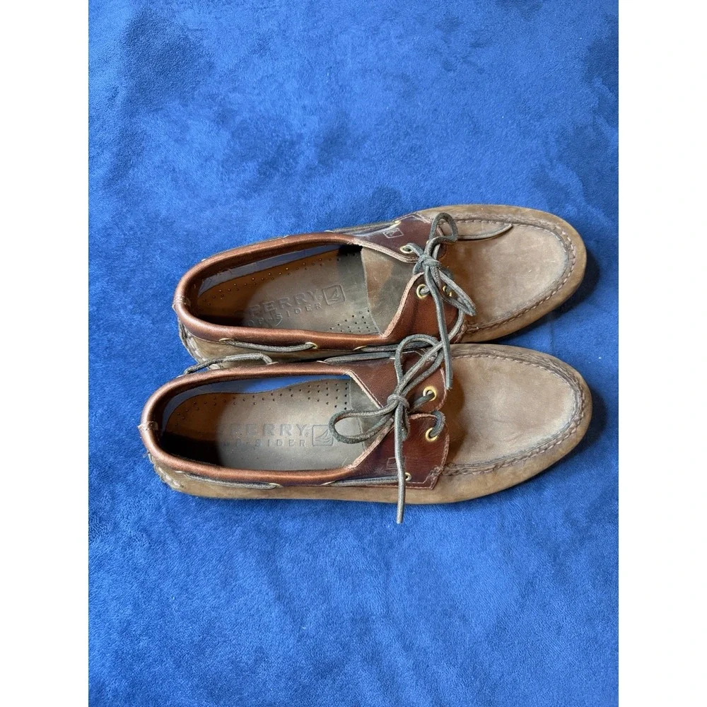 Mens Sperry Authentic Original 2-Eye Boat Shoes Brown Leather 13W Top Sider